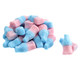 Mini pink & blue Sour Gummy Bubble Gum Bottles, approximately 90 pieces per pound.