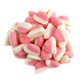 Pink gummy strawberry cake candy, 150 pieces per pound, soft foamy bottom, delicious strawberry flavor. Perfect for Valentine's Day.
