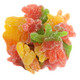 Multicolored sweet and sour gummy spiders, festive Halloween candy, approximately 50 colorful spiders per pound.
