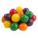 Shiny, bright rainbow assorted chewy sour balls. Cherry, Lemon, Orange, Green Apple, Grape flavors. Approx 95 per pound.