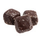 Ashers dark chocolate covered sea salt caramels, rich dark brown, visible white salt flakes, approx. 30 pieces.