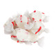 White salt water taffy with red stripes, peppermint flavor, 60 pieces per pound, gluten-free, Made in USA candy.