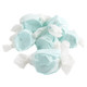 Light blue, individually wrapped Cotton Candy Salt Water Taffy, approximately 60 pieces per pound. Chewy, airy sweetness.