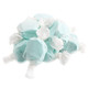 Light blue, individually wrapped cotton candy salt water taffy pieces, chewy, approximately 60 per pound.