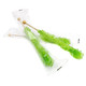Light green rock candy sticks, 12 individually wrapped pieces. Vibrant watermelon flavored, 6-inch long candy.