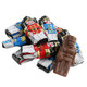 Miniature Chocolate Toy Soldiers, solid milk chocolate, assorted foil wrapped, festive Christmas candy, approx 50 per pound.