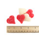 Vibrant red, sanded gummy hearts. Approx 60 sweet & sour wild cherry, strawberry-banana flavored Albanese Valentine's candy.