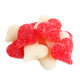 Vibrant red, sanded sweet & sour Gummy Hearts, wild cherry & strawberry-banana, approx. 60 hearts for Valentine's Day.