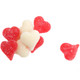 Vibrant red sanded gummy hearts, sweet and sour wild cherry, strawberry-banana flavors. Approx 60 Albanese Valentine's Day candy.