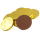 Premium large milk chocolate gold coins with Lady Liberty & American Eagle design, 1.5 inch, 65 pieces per pound.