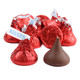 Red Hershey's Kisses, approx 100 milk chocolate pieces per pound, individually wrapped in festive red foil.