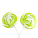 12 Whirly Pop lollipops with vibrant lime green and white swirls, 1.5 oz.