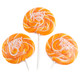 Whirly Pop Orange & White lollipops, 12 count, 1.5 oz, tangerine flavor, 3-inch diameter.