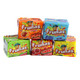 Frunas super chewy candy, rainbow assortment of green, red, blue, pink, yellow fruit flavors. Small packs, 4 pieces.