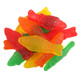Assorted Swedish Fish, vibrant rainbow colors, red, orange, lemon, lime. Sweet, chewy, fruity, approx 55 per pound.