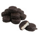 Unwrapped brown mini peppermint patties, approx. 95 per pound. Chocolate and mint flavor.