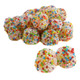 Vibrant rainbow nonpareil gummy berries from Holland, fruit-flavored candy with colorful sprinkles, approx 100 per pound.