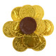 Gold foil wrapped milk chocolate coins, 1.5 inch, JFK half-dollar design, 80 per pound, bulk.