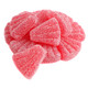 Vibrant pink grapefruit gummy wedges, sour sugar dusted, 2.2LB bag with 75 pieces.