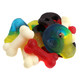 Assorted vibrant gummy skulls and bones candy, 2 inches each, approximately 69 pieces per pound.
