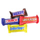 Fun size chocolate candy bars, featuring caramel and peanut filling