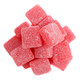 Soft, red, sugar-coated cinnamon square gummies, approx 65 pieces per pound.