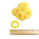 Bright yellow Gummy Pineapple Rings, 1.75 inch diameter, tangy tropical candy from Spain. Approx 72 pieces per pound.
