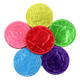 Assorted milk chocolate coins, 1.5 inches, wrapped in vibrant rainbow foils with US half dollar designs. Approx 80/lb.