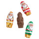 Bright red foil-wrapped Miniature milk chocolate Santas, smiling faces, Christmas candy, approximately 50 per pound.