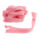 Pink lemonade sour belts, approx. 50 per pound, 9-inch long tangy sweet gummy strips coated in sour sugar.