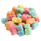 Vibrant rainbow Neon Sour Gummy Bears, sugar-coated, tart and sweet, approximately 97 pieces per pound.