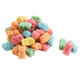 Vibrant neon sour gummy bears, 97/lb, assorted rainbow colors: red, blue, yellow, green, orange, pink, citrus sugar coated.