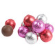 Valentine milk chocolate balls, wrapped in shiny red, bright pink, and silver foils, approx. 60 per pound.