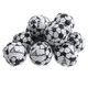 Chocolate flavored soccer balls with bright foil wrappers, approximately 85 per pound. Palmer Chocolate, Made in USA.