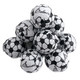 Bright foil wrapped chocolate flavored soccer balls, approx. 85 per pound.