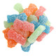 Sour Patch Kids Extreme Sour candy, vibrant red, green, yellow, orange pieces, piled high for extreme sourness.
