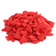 Many vibrant red, 1/4 inch heart-shaped candy sprinkles for decorating baked treats and desserts.