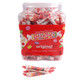 Smarties candy rolls in a clear jar, 180 pastel colored, individually wrapped pieces, gluten-free, vegan.