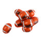 Dark orange foil-wrapped Madelaine milk chocolate footballs, resembling real footballs, approximately 65 per pound.