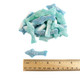 Clever Candy Gummy Sour Sharks, two-toned blue, berry flavor, sour sugar sanded. Approx 90 sharks per pound.