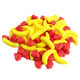 image of strawberry banana pressed bulk candy unwrapped red yellow fruity vending