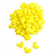 Bright yellow pressed candy rubber ducks, approximately 310 per pound, 3/4 inch, ideal for Easter or baby showers.