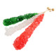 12 vibrant red, green, white Christmas rock candy sticks, individually wrapped for holiday candy buffets.