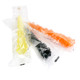 Halloween Rock Candy Sticks, 12 wrapped pieces, orange, banana, black cherry colors. Spooky candy made in USA.