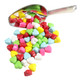 Approximately 790 small mini rainbow candy hearts, vibrantly colored pressed candy assortment per pound.