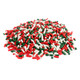 Red, white, and green Christmas sprinkles, candy decorettes, jimmies for festive baking treats.