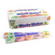 Wacky Wafers 24 pack, bold colorful thin coin-shaped fruity wafers in watermelon, banana, green apple, strawberry, orange.