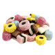 Bright, colorful mini Licorice Allsorts, assorted shapes, firm black licorice candy pieces, approx. 200 per pound.