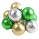 Milk Chocolate Balls, St. Patrick's Day Mix, festive green foil wrappers. Approx 60 per lb, 3/4 inch solid milk chocolate.