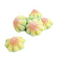 Sour Gummy Flowers, green, red, pink, 1-inch flower shapes, apple, strawberry, watermelon flavors, approx 70 per pound.